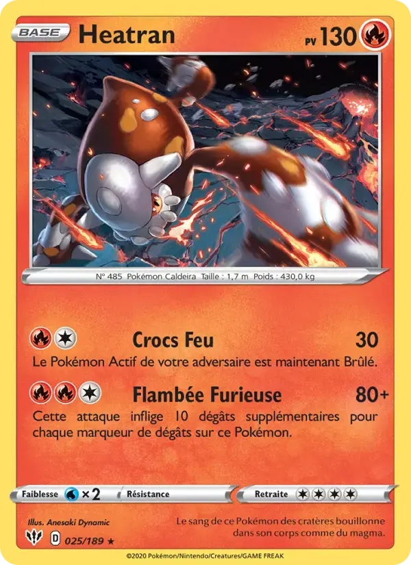 Carte Pokémon Heatran #25 — Ténèbres Embrasées