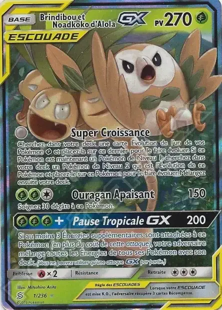 Carte Pokémon Brindibou et Noadkoko d’Alola-GX #1/236 — Jumbo