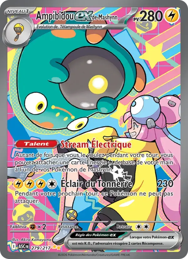 Carte Pokémon Ampibidou-ex de Mashynn #279 — Héros Transcendants