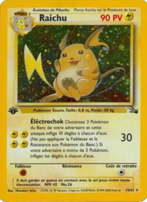 Carte Pokémon Raichu #14 — Fossile