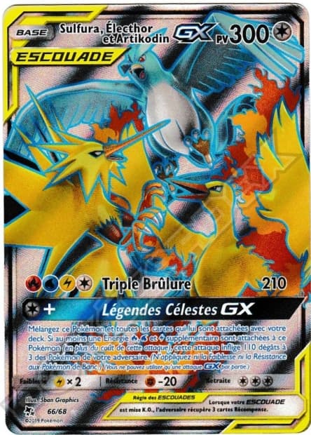 Carte Pokémon Sulfura, Électhor et Artikodin-GX #66 — Destinées Occultes