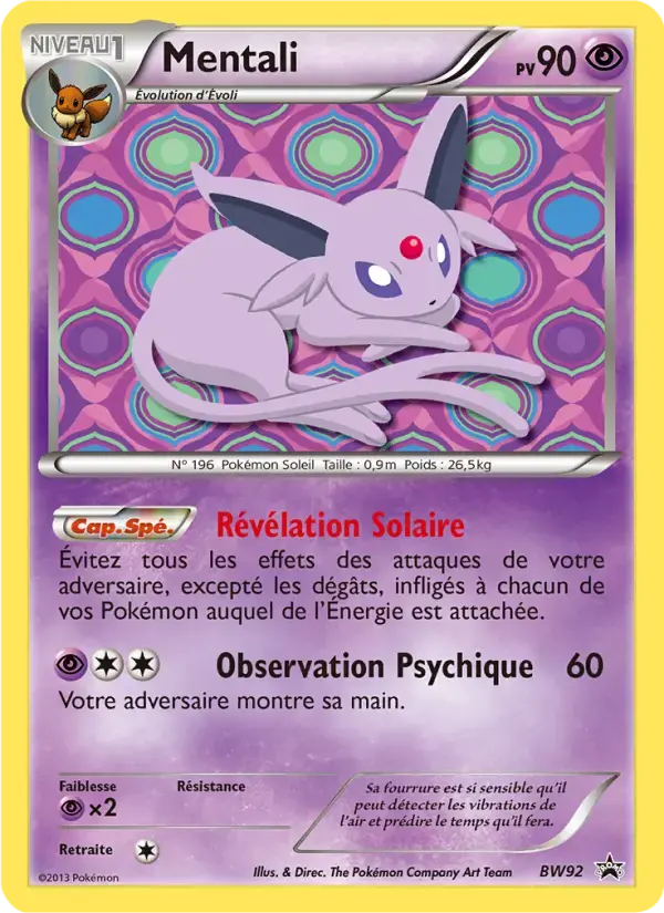 Carte Pokémon Mentali #BW92 — Promos Noir et Blanc