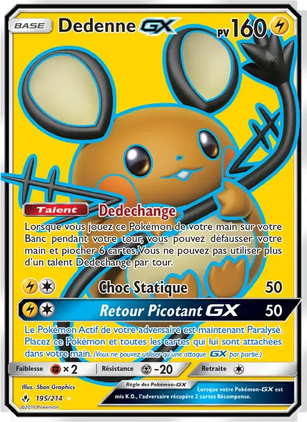 Carte Pokémon Dedenne GX #195 — Alliance Infaillible