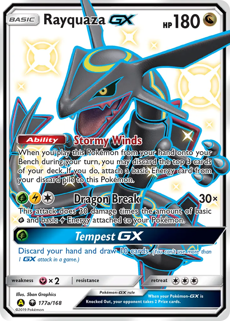 Carte Pokémon Rayquaza-GX #177a — Tempête Céleste