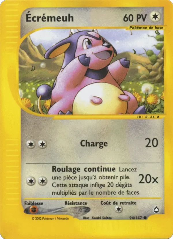 Carte Pokémon Écrémeuh #94 — Aquapolis