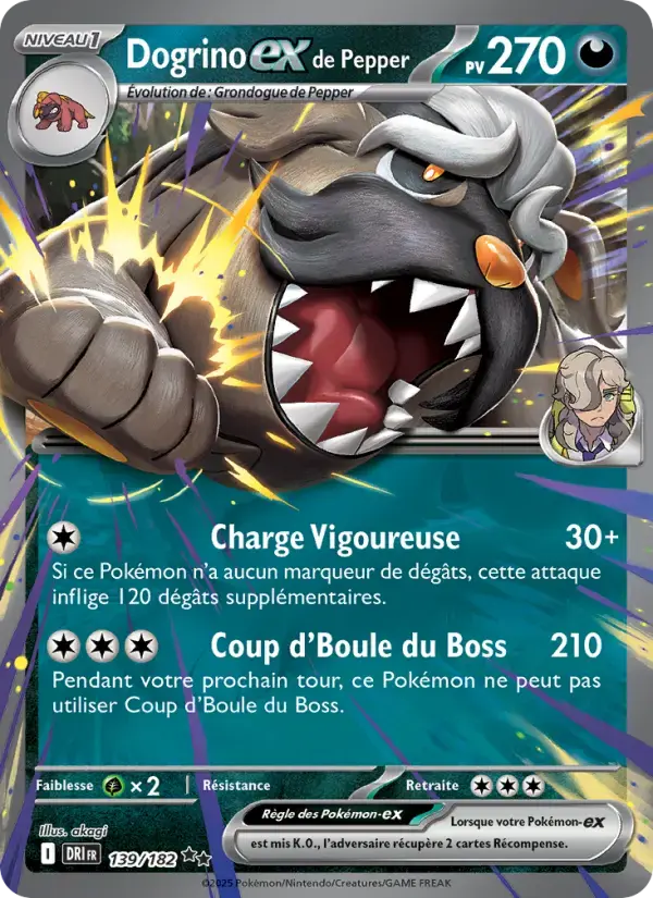 Carte Pokémon Dogrino-ex de Pepper #139 — Rivalités Destinées