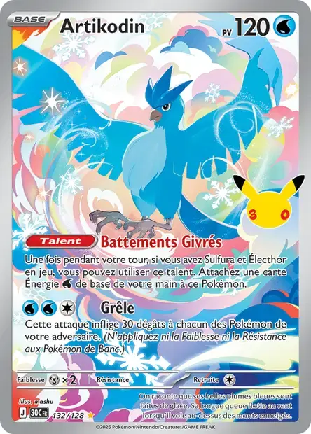 Carte Pokémon Artikodin #132 — 30ᵉ Anniversaire