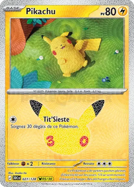 Carte Pokémon Pikachu #027 — 30ᵉ Anniversaire