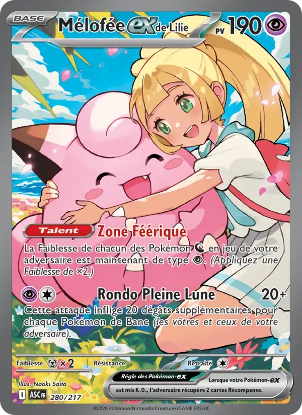 Carte Pokémon Mélofée-ex de Lilie #280 — Héros Transcendants