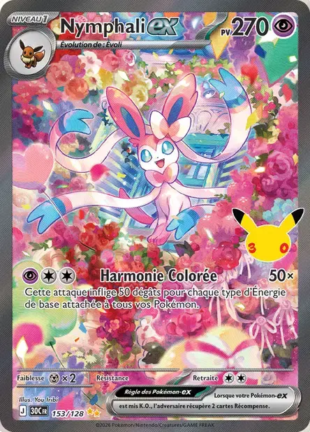 Carte Pokémon Nymphali-ex #153 — 30ᵉ Anniversaire
