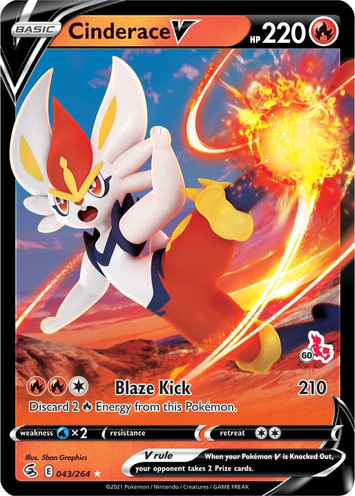 Cinderace V #043 Stamp — Fusion Strike
