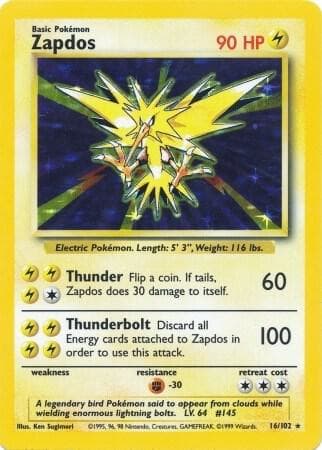 Zapdos #16 — Base Set
