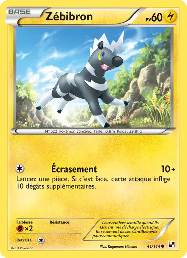 Carte Pokémon Zébibron #41 — Noir et Blanc