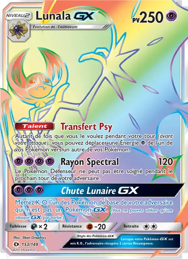 Carte Pokémon Lunala GX #153 — Soleil et Lune