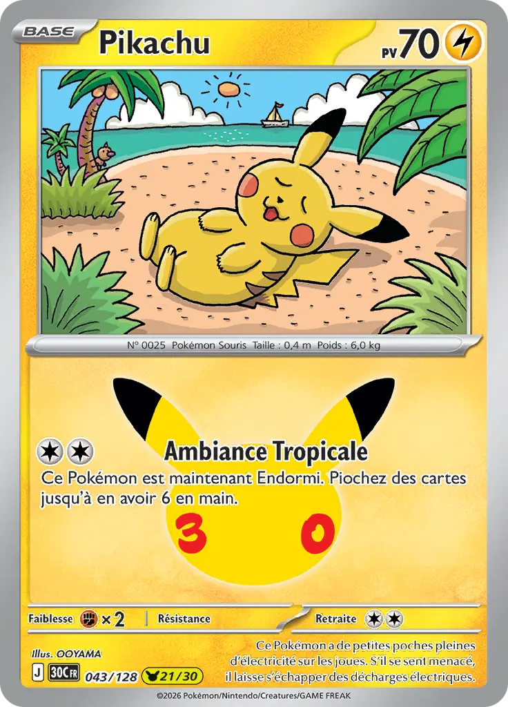 Carte Pokémon Pikachu #043 — 30ᵉ Anniversaire
