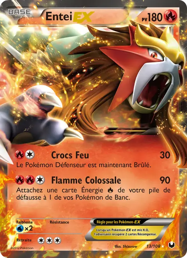 Carte Pokémon Entei-EX #13 — Explorateurs Obscurs