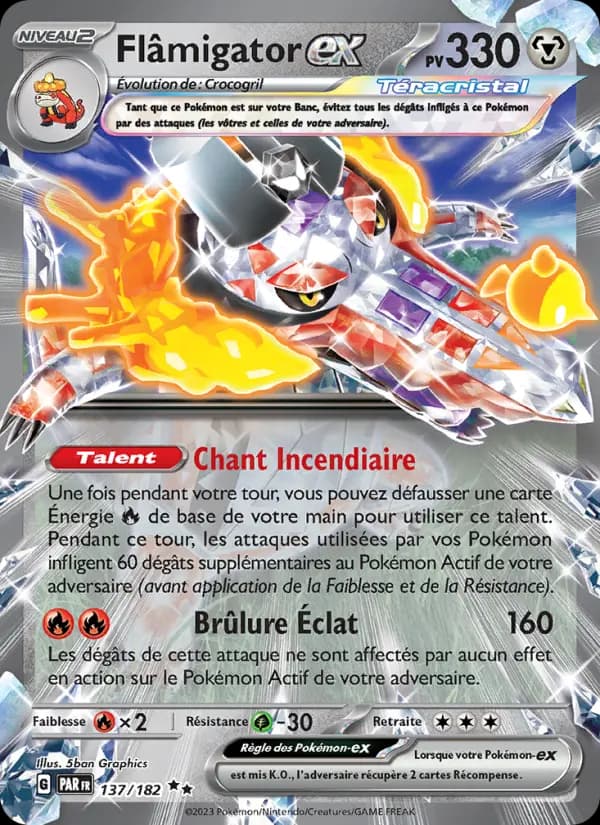 Carte Pokémon Flâmigator-ex #137 — Faille Paradoxe