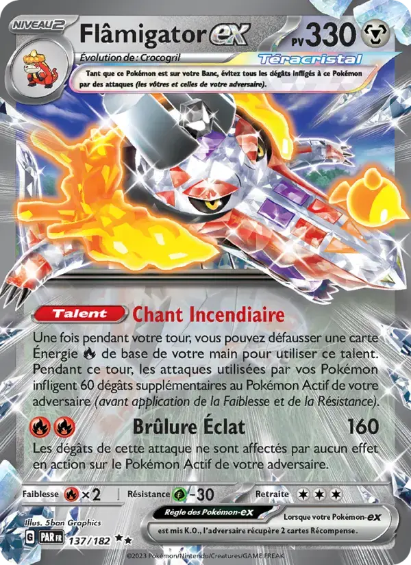 Carte Pokémon Flâmigator-ex #137 — Faille Paradoxe