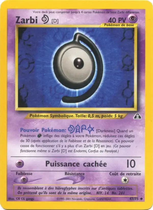 Carte Pokémon Zarbi D #47 — Neo Discovery
