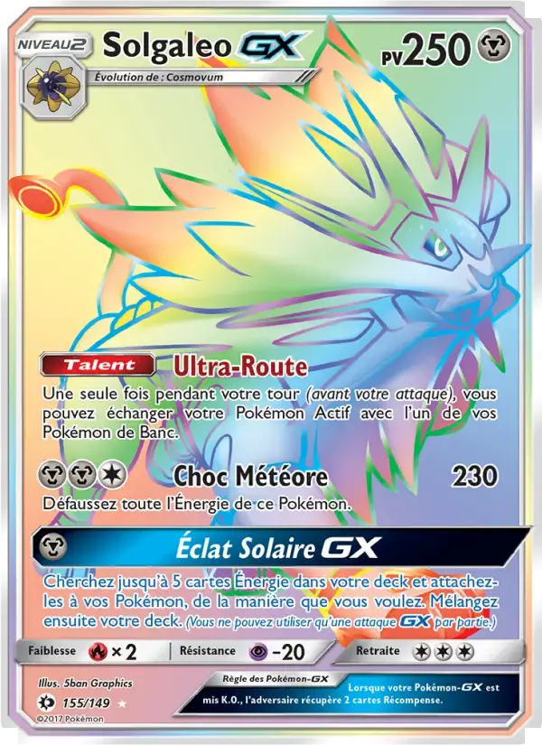 Carte Pokémon Solgaleo GX #155 — Soleil et Lune