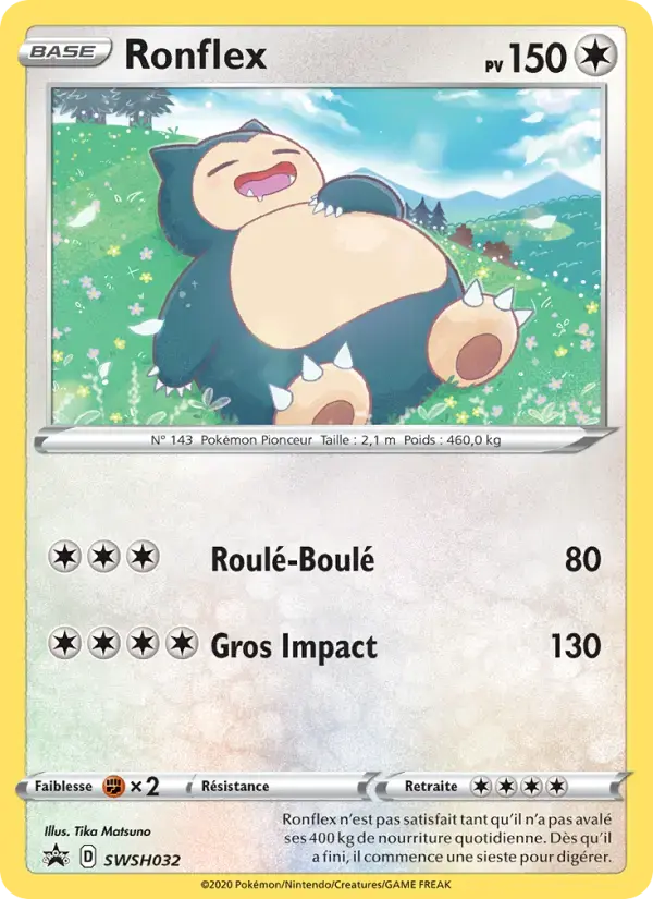 Carte Pokémon Ronflex #SWSH032 — Promos Épée et Bouclier