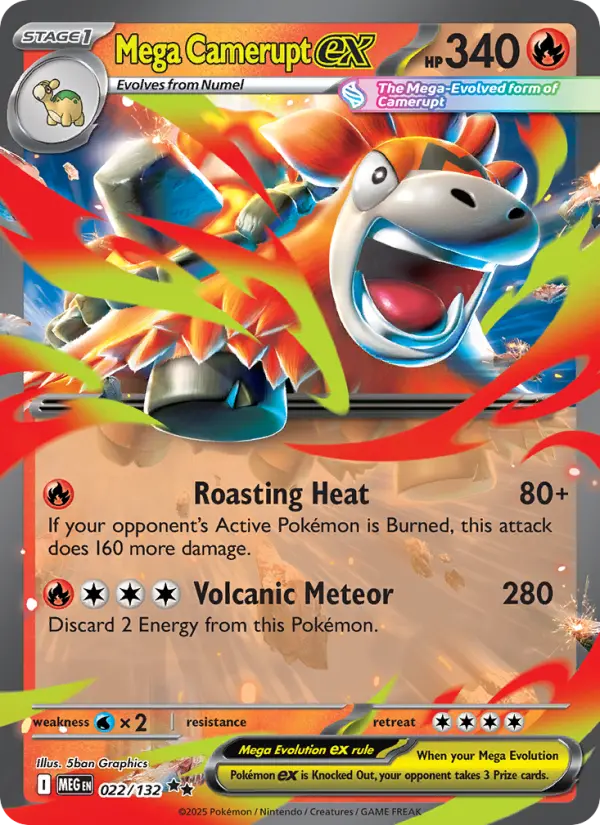 Carte Pokémon Méga-Camérupt-ex #022 — Méga-Évolution