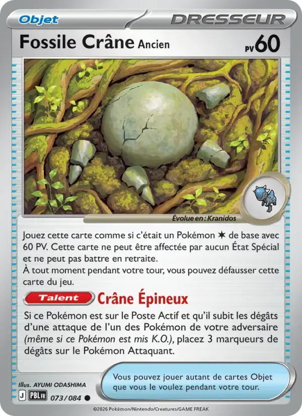 Carte Pokémon Fossile Crâne Ancien #073 — Nuit Noire