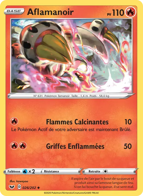 Carte Pokémon Aflamanoir #26 — Épée et Bouclier