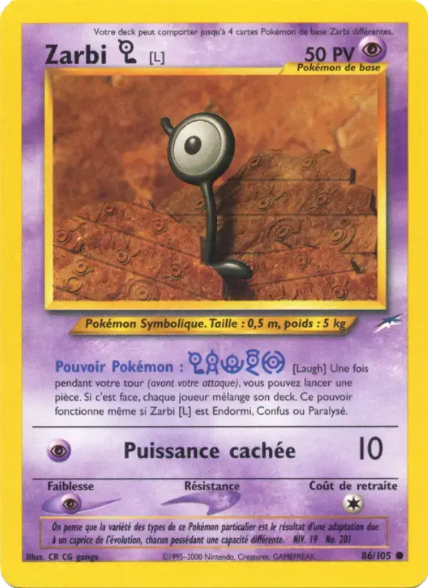 Carte Pokémon Zarbi L #86 — Neo Destiny
