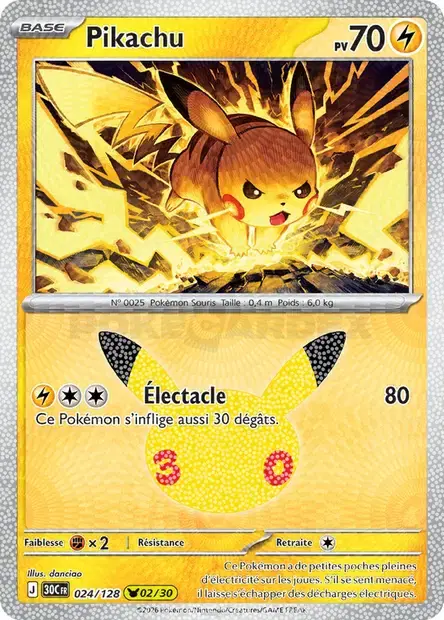 Carte Pokémon Pikachu #024 — 30ᵉ Anniversaire