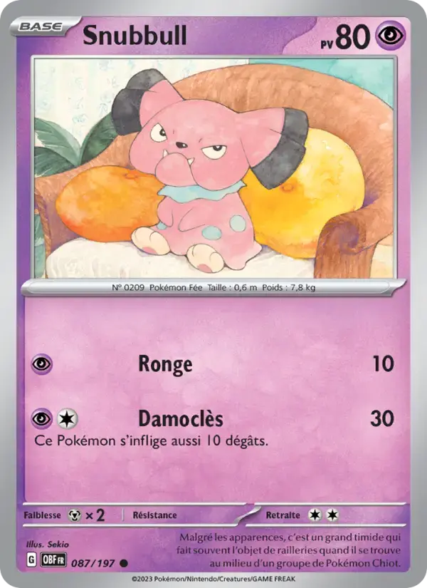 Carte Pokémon Snubbull #087 — Flammes Obsidiennes