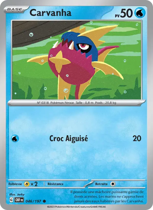 Carte Pokémon Carvanha #046 — Flammes Obsidiennes
