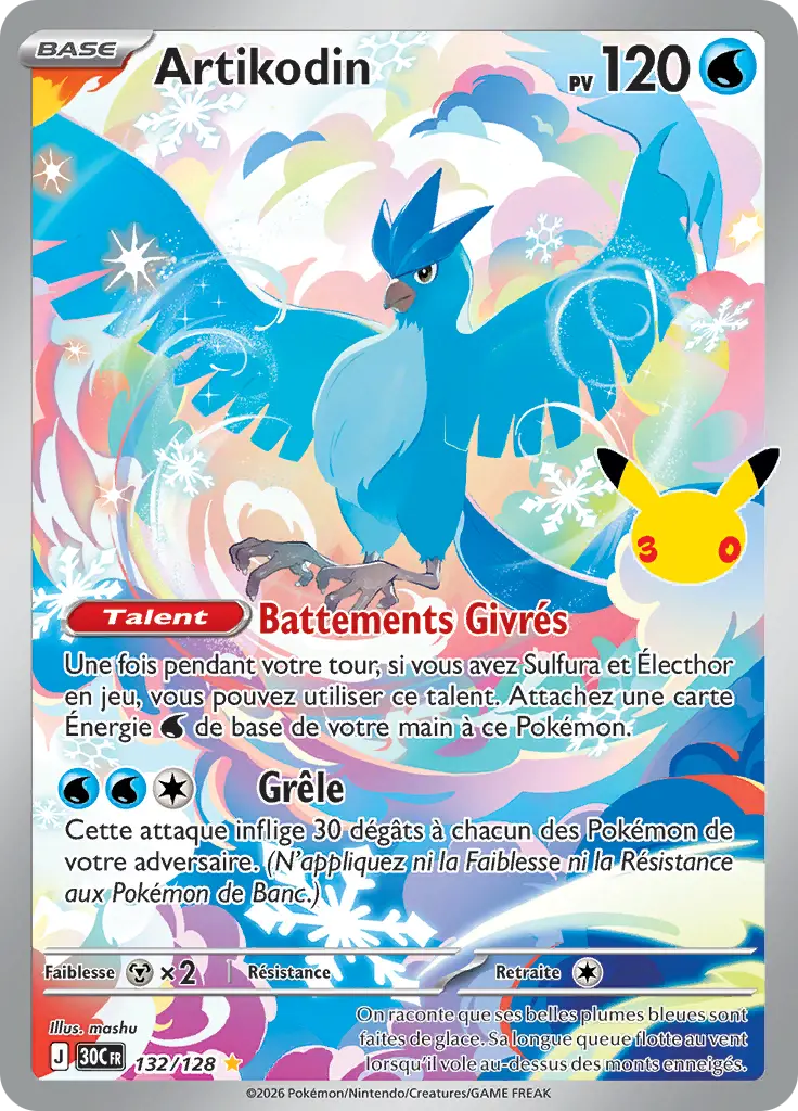 Carte Pokémon Artikodin #132 — 30ᵉ Anniversaire