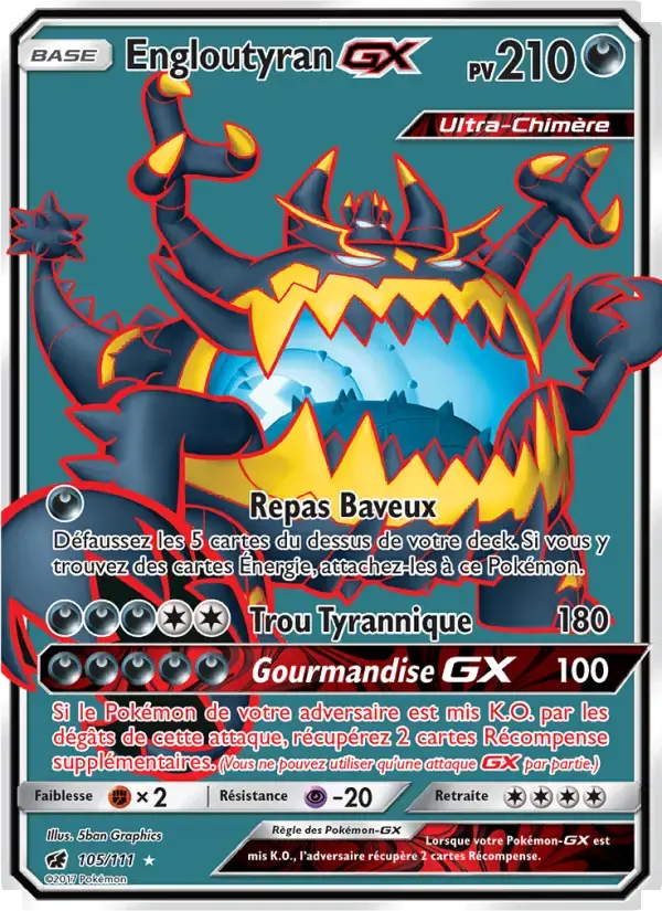 Carte Pokémon Engloutyran GX #105 — Invasion Carmin