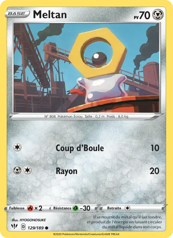 Carte Pokémon Meltan #129 — Ténèbres Embrasées