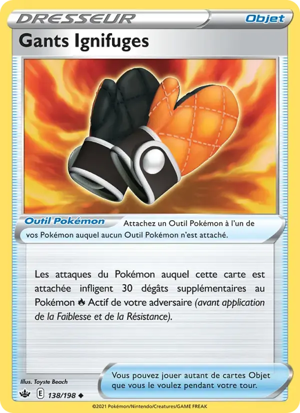 Carte Pokémon Gants Ignifuges #138 — Règne de Glace