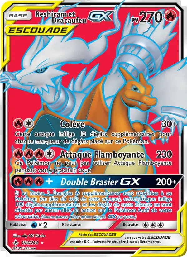 Carte Pokémon Reshiram et Dracaufeu GX #194 — Alliance Infaillible