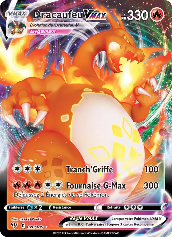Carte Pokémon Dracaufeu VMAX #20 — Ténèbres Embrasées