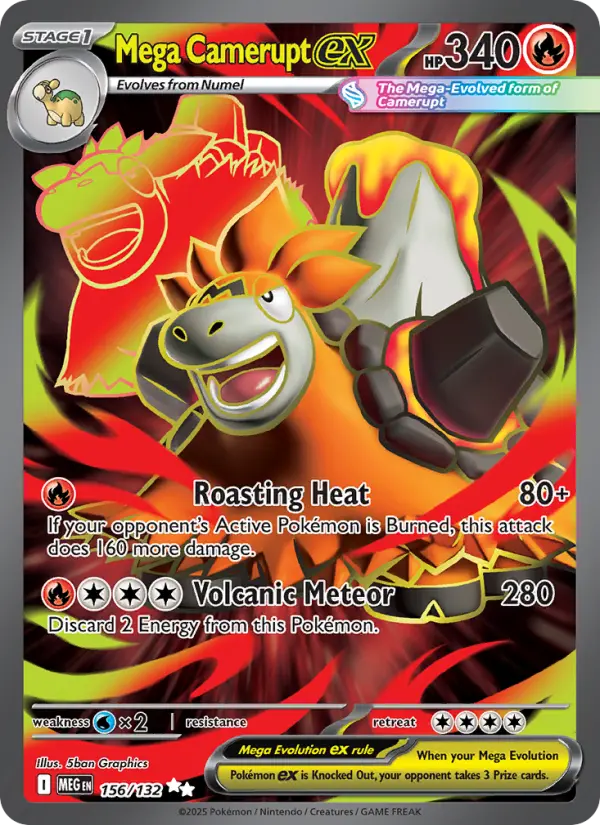 Carte Pokémon Méga-Camérupt-ex #156 — Méga-Évolution