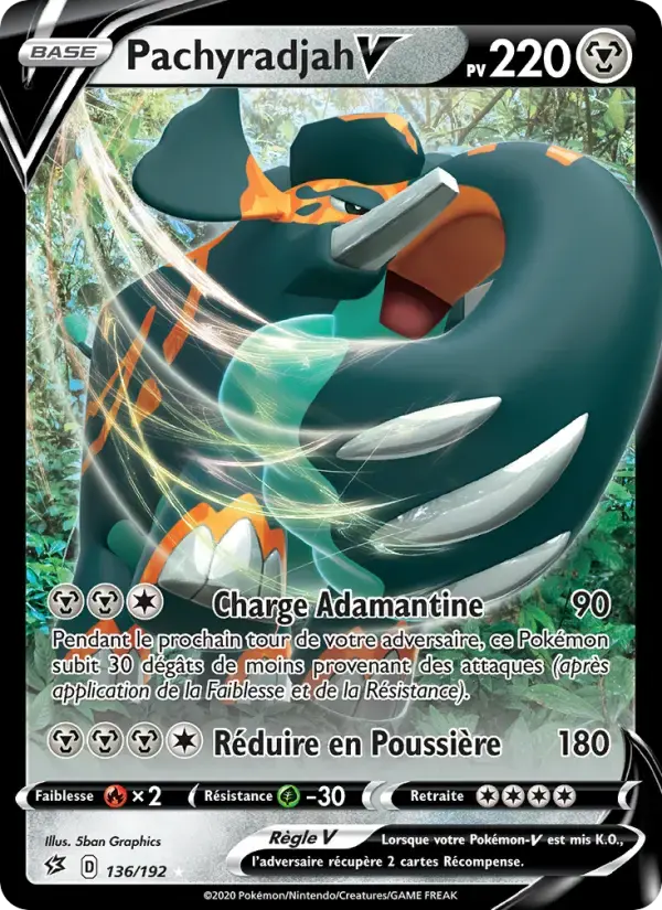 Carte Pokémon Pachyradjah V #136 — Clash des Rebelles