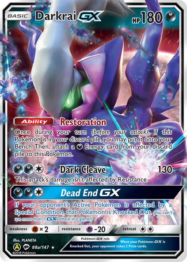 Carte Pokémon Darkrai-GX #88a — Ombres Ardentes