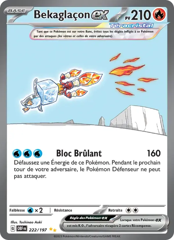 Carte Pokémon Bekaglaçon-ex #222 — Flammes Obsidiennes