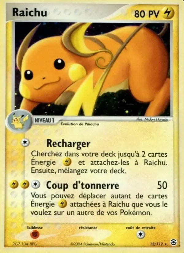 Carte Pokémon Raichu #12 — Rouge Feu & Vert Feuille