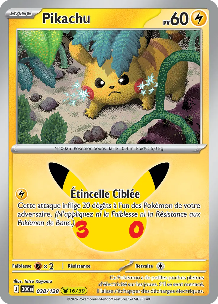 Carte Pokémon Pikachu #038 — 30ᵉ Anniversaire