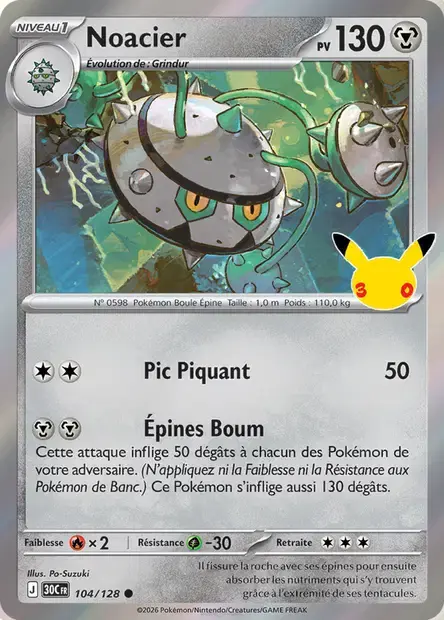 Carte Pokémon Noacier #104 — 30ᵉ Anniversaire