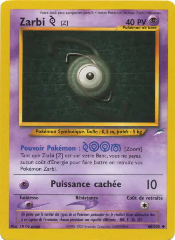 Carte Pokémon Zarbi Z #60 — Neo Destiny