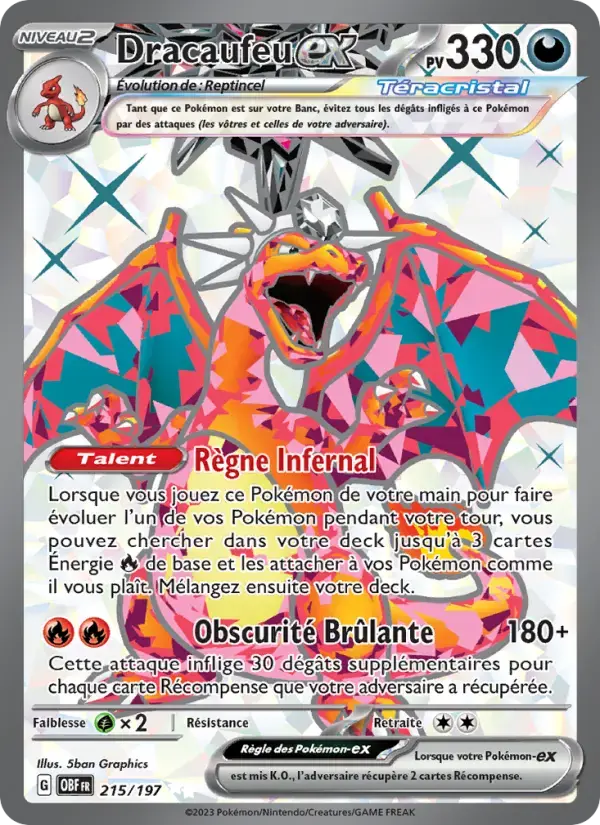 Carte Pokémon Dracaufeu-ex #215 — Flammes Obsidiennes
