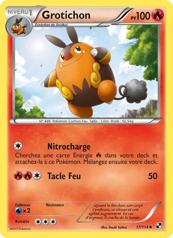 Carte Pokémon Grotichon #17 — Noir et Blanc