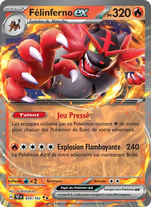 Carte Pokémon Félinferno-ex #034 — Forces Temporelles