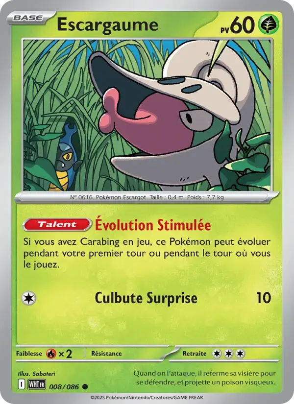 Carte Pokémon Escargaume #008 — Flamme Blanche